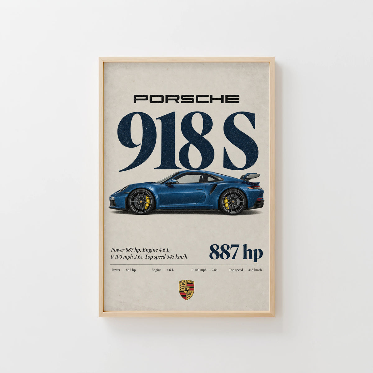 Vintage Porsche 918 S Print, Car Wall Art