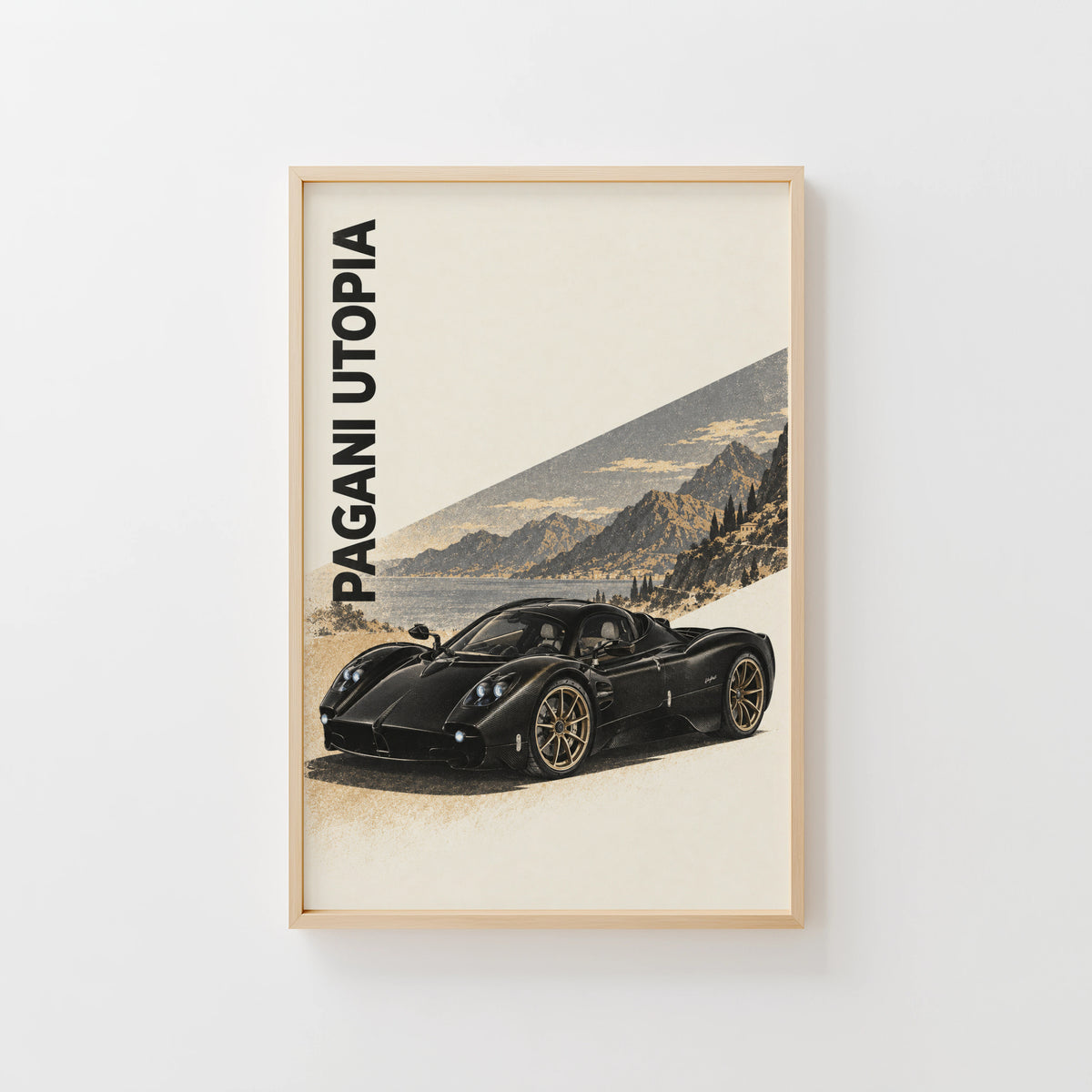 Vintage Pagani Utopia Print, Supercar Wall Art