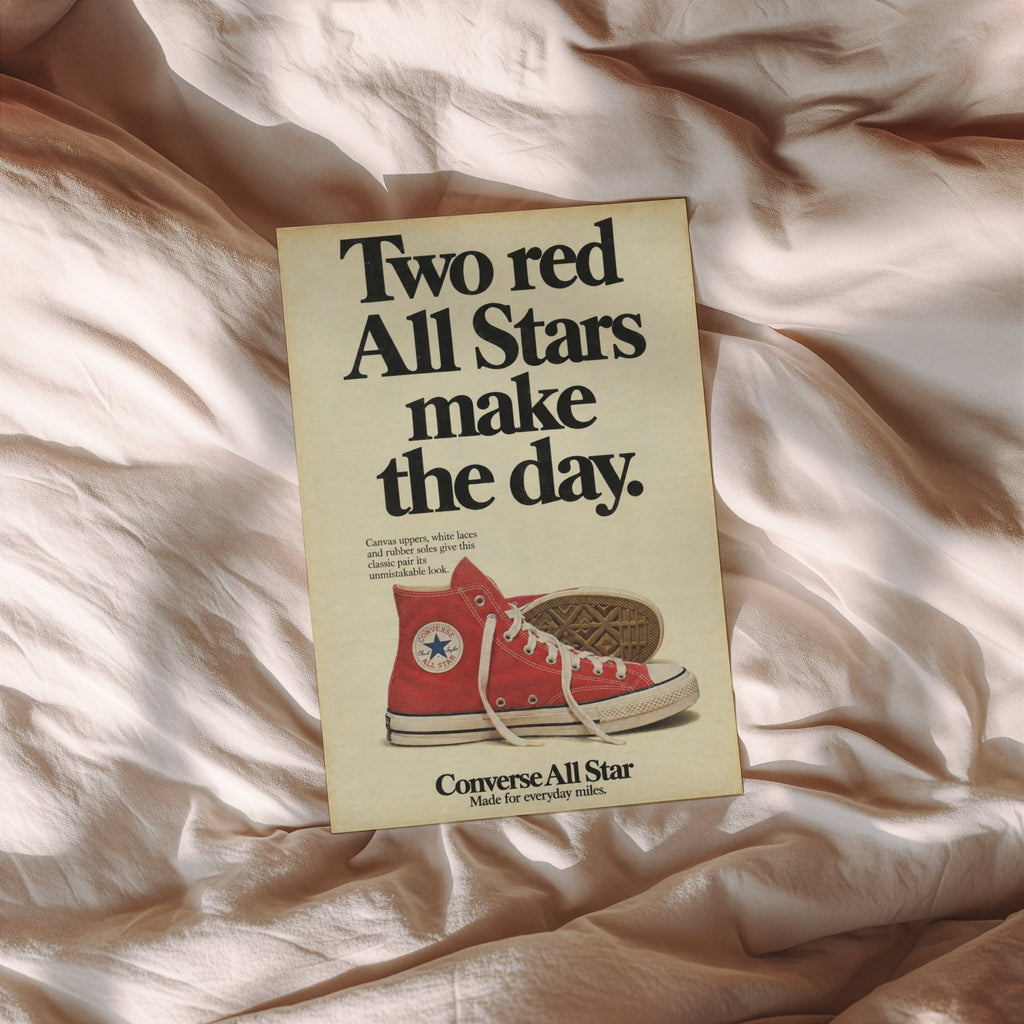 Vintage Red Sneaker Poster, Retro Advert Wall Art, Print
