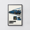 Vintage Porsche 918 S Print, Car Poster, Garage Wall Art