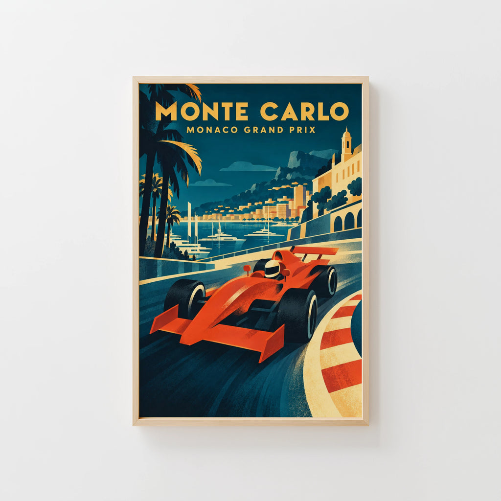 Vintage Monaco Grand Prix Poster, Racing Wall Art, Print