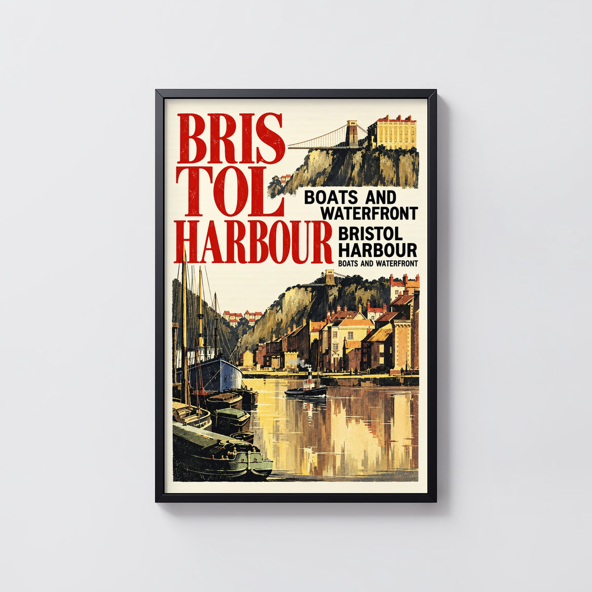 Vintage Bristol Harbour Poster, Waterfront Wall Art Print