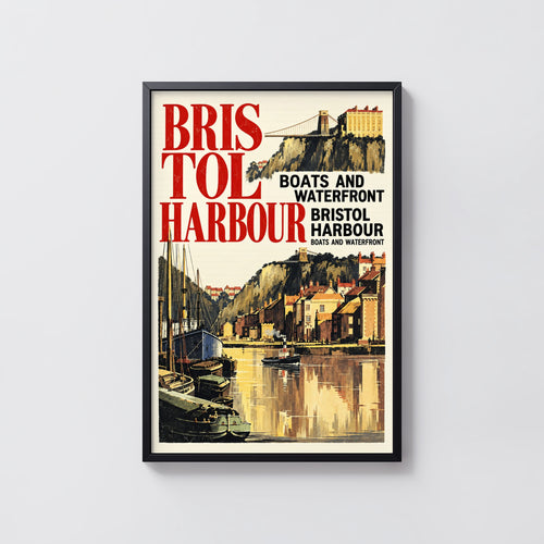 Vintage Bristol Harbour Poster, Waterfront Wall Art Print