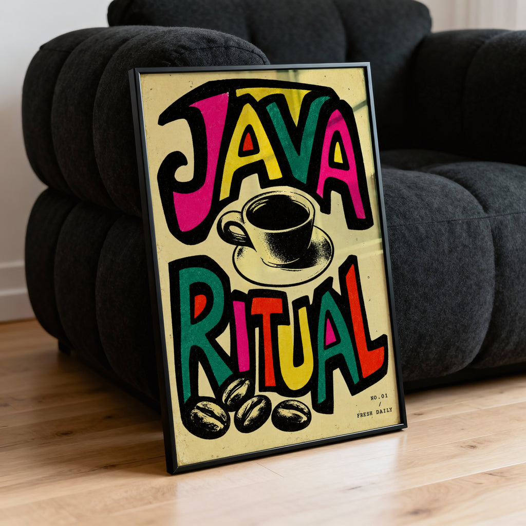 Vintage Java Ritual Coffee Print and Poster, Kitchen Art