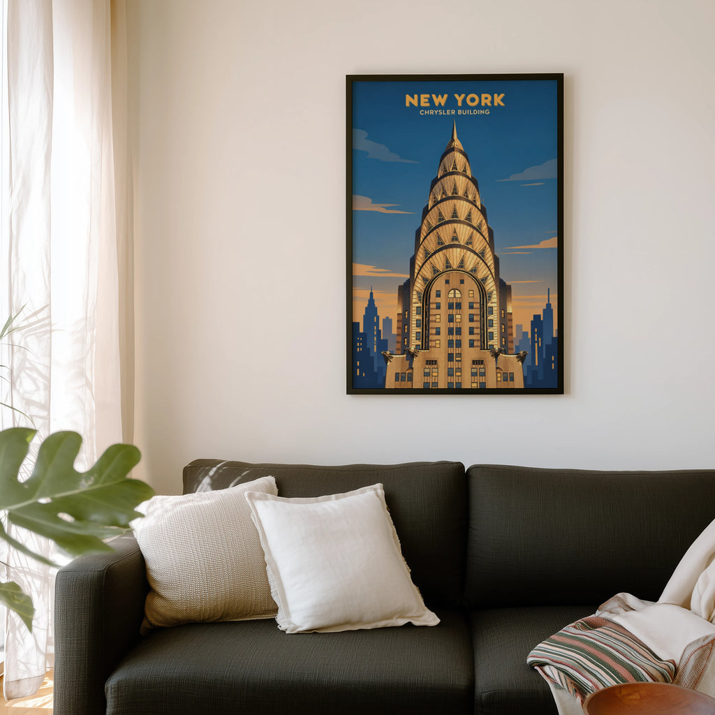 Vintage Chrysler Building Poster, New York Wall Art Print