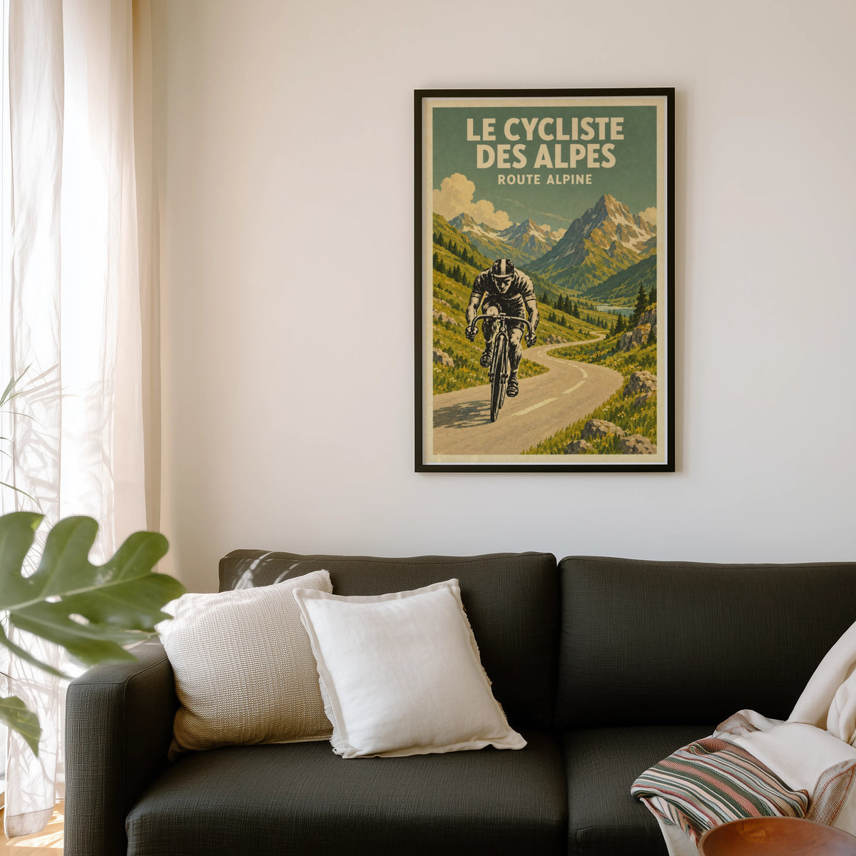 Vintage Alpine Cyclist Poster, Mountain Cycling Wall Art
