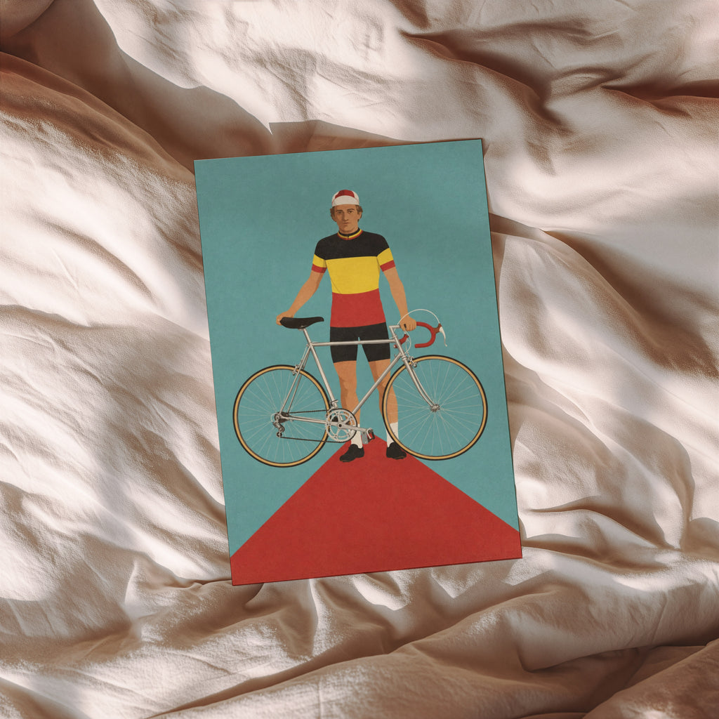 Vintage Cyclist Poster, Retro Bicycle Print, Wall Art