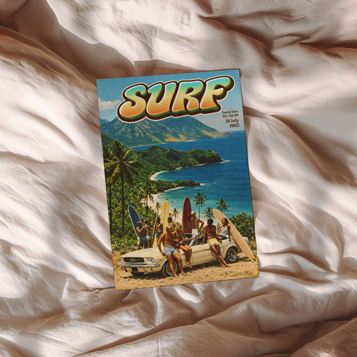 Vintage Surf Print and Poster, Retro Beach Wall Art