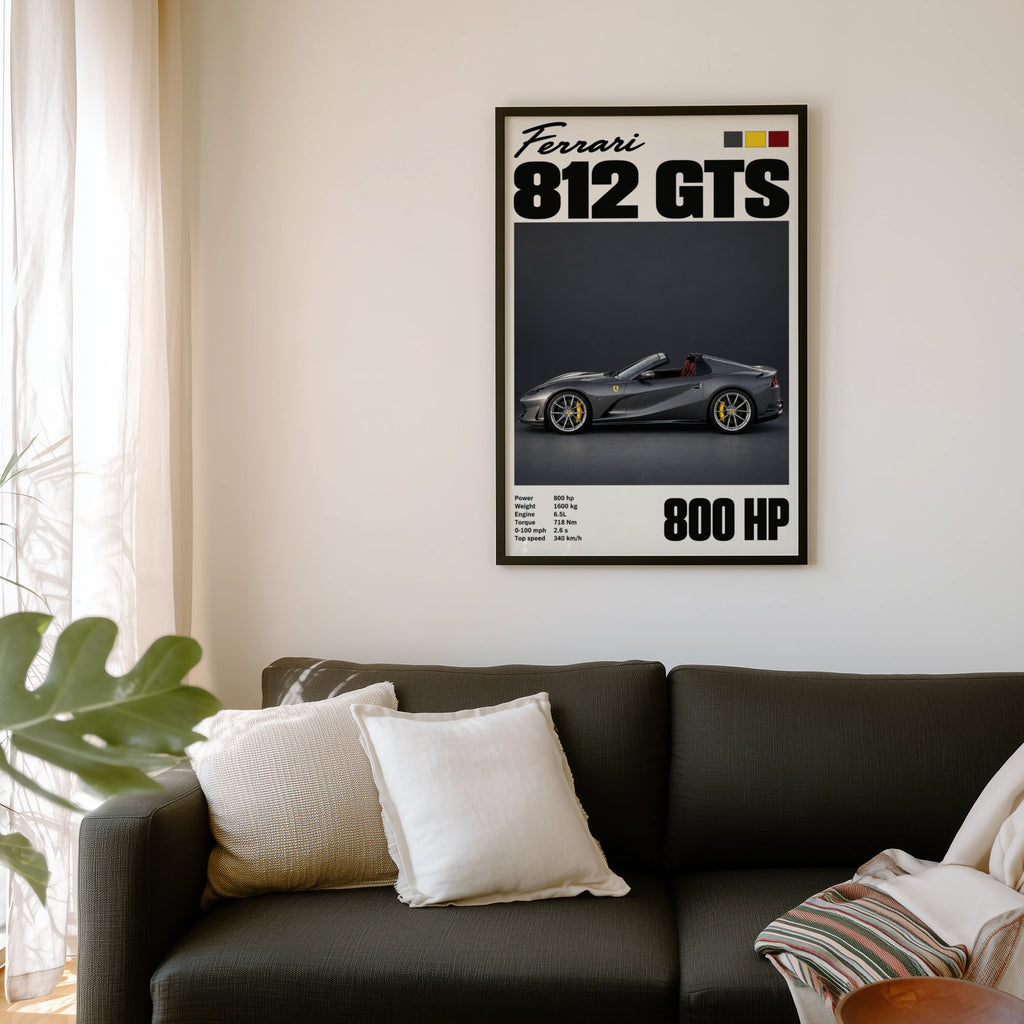 Vintage Ferrari 812 GTS Print, Car Wall Art