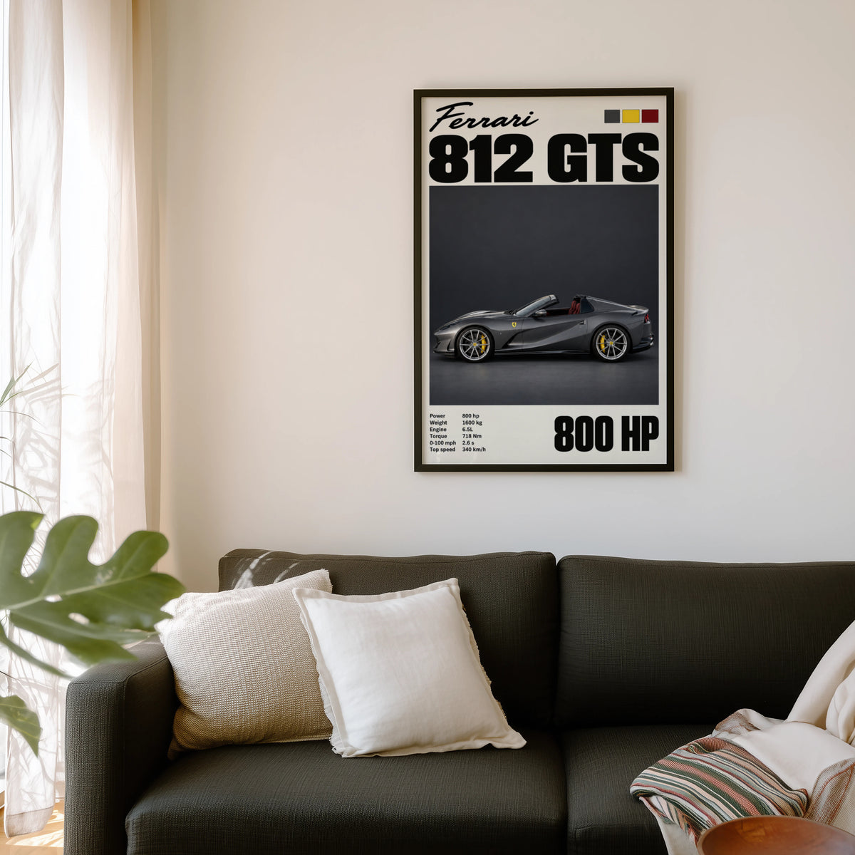 Vintage Ferrari 812 GTS Print, Car Wall Art