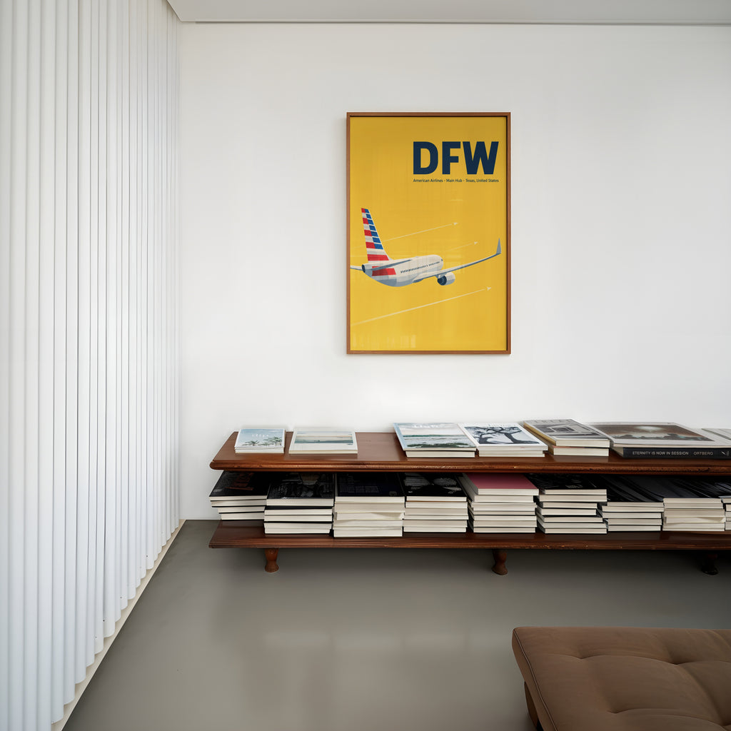 Vintage DFW Airport Poster, American Airlines Wall Art Print