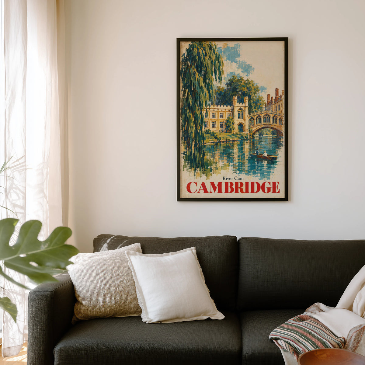 Vintage Cambridge River Cam Poster, England Wall Art Print
