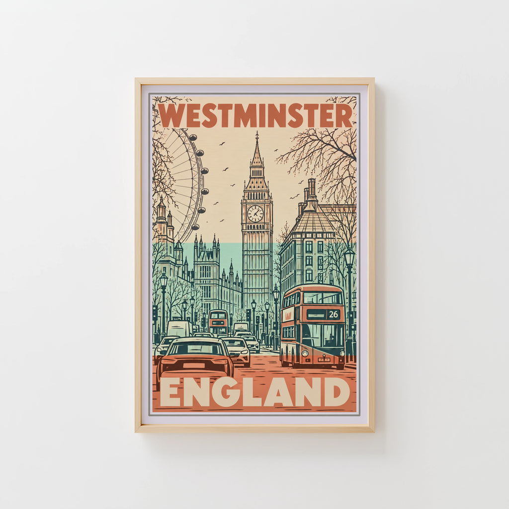 Vintage Westminster London Poster, England Wall Art, Print