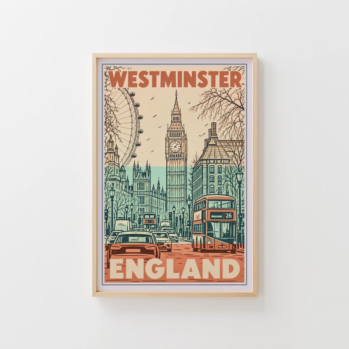 Vintage Westminster London Poster, England Wall Art, Print