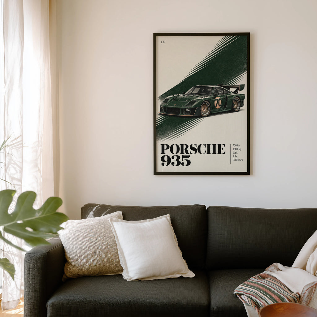 Vintage Porsche 935 Print, Racing Car Wall Art