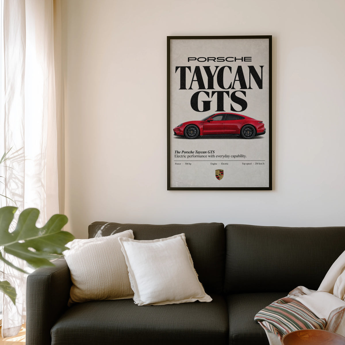 Vintage Porsche Taycan GTS Print, Car Poster, Wall Art