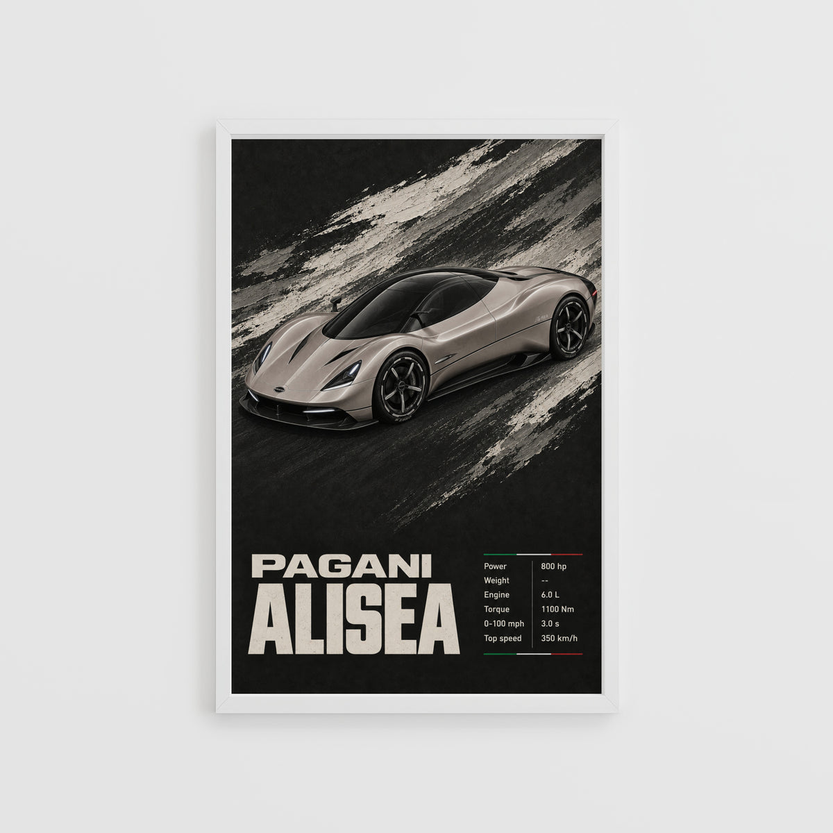 Vintage Pagani Alisea Hypercar Print, Car Poster Wall Art