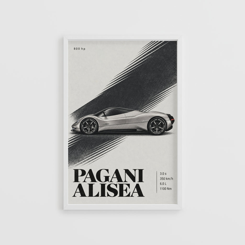 Vintage Pagani Alisea Print, Supercar Poster, Wall Art