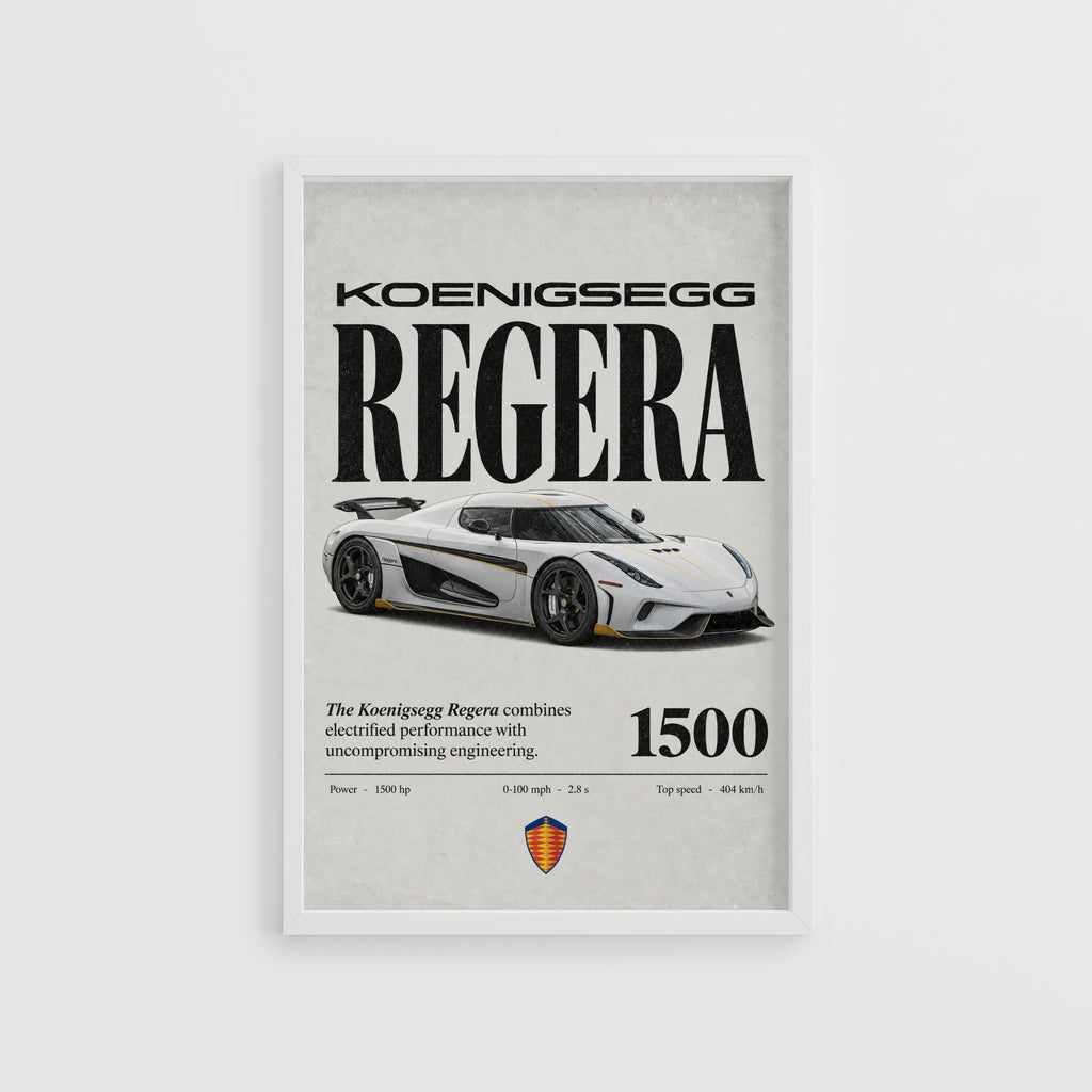 Vintage Koenigsegg Regera Print, Hypercar Art