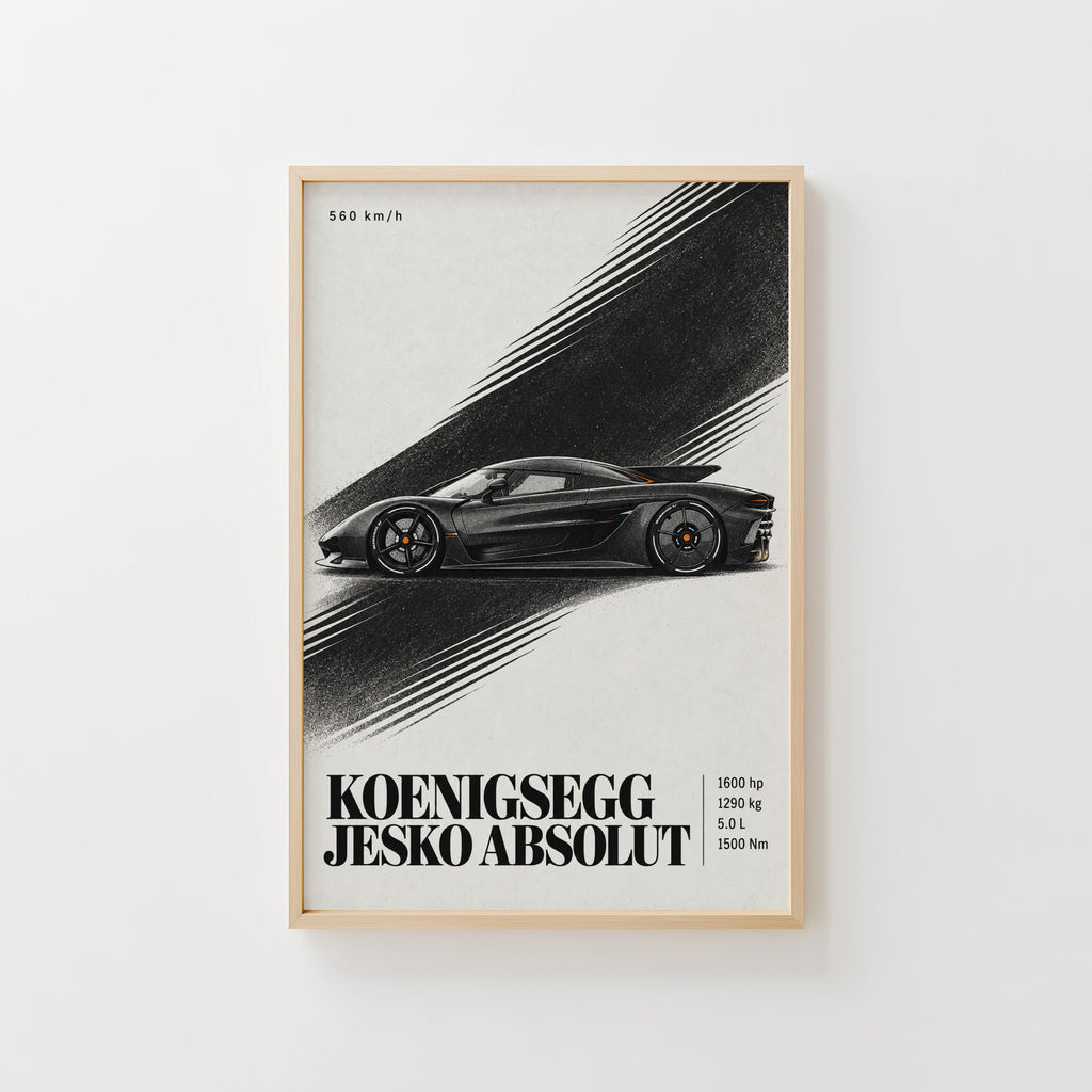 Vintage Koenigsegg Jesko Absolut Print, Car Art
