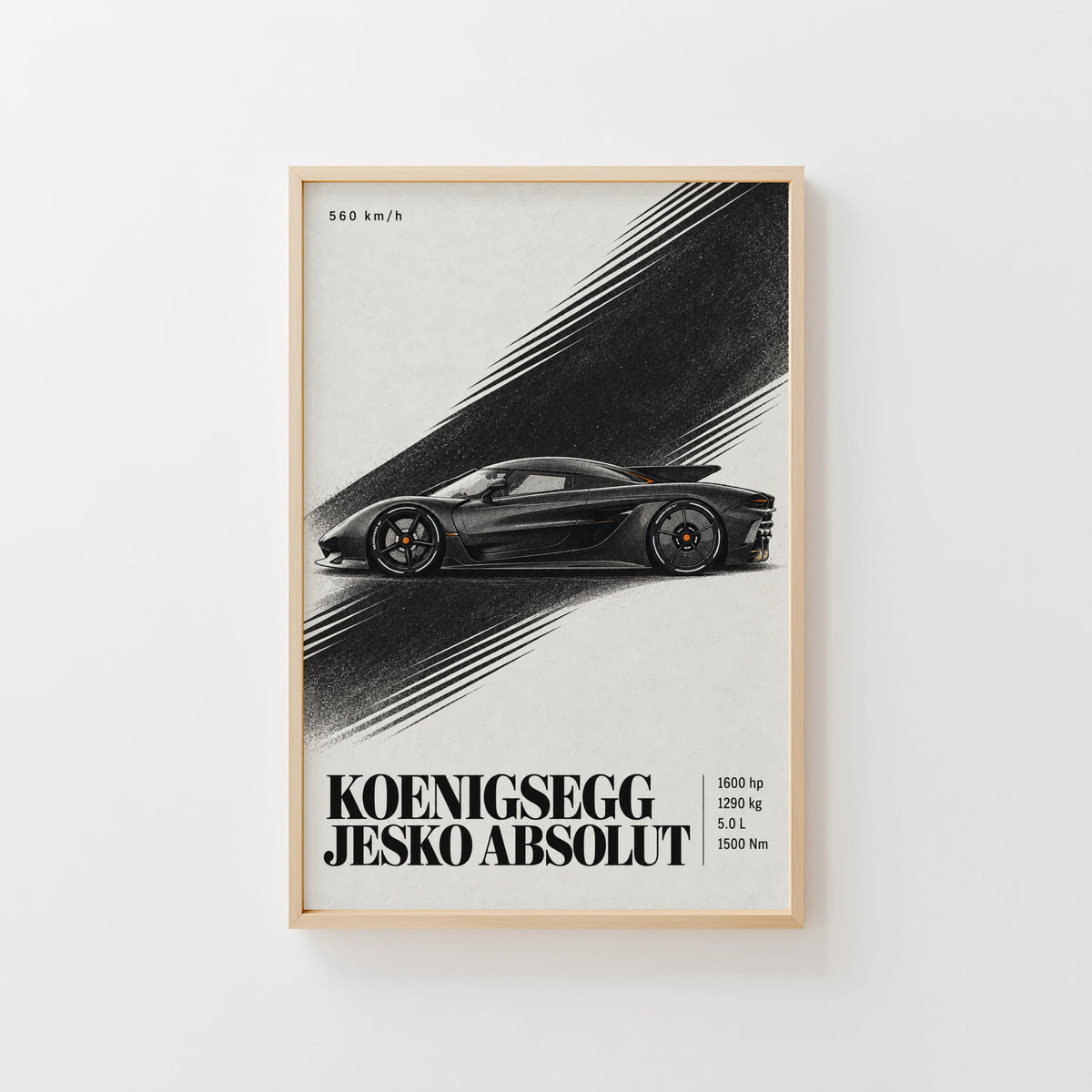 Vintage Koenigsegg Jesko Absolut Print, Car Art