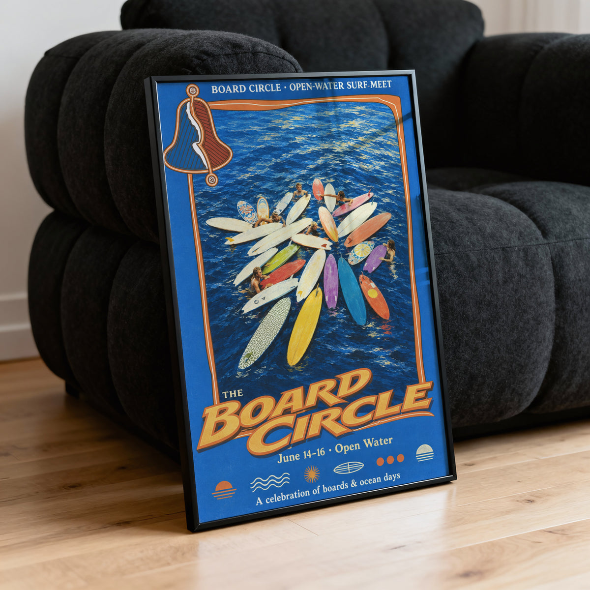 Vintage Surf Print and Poster, Board Circle Wall Art