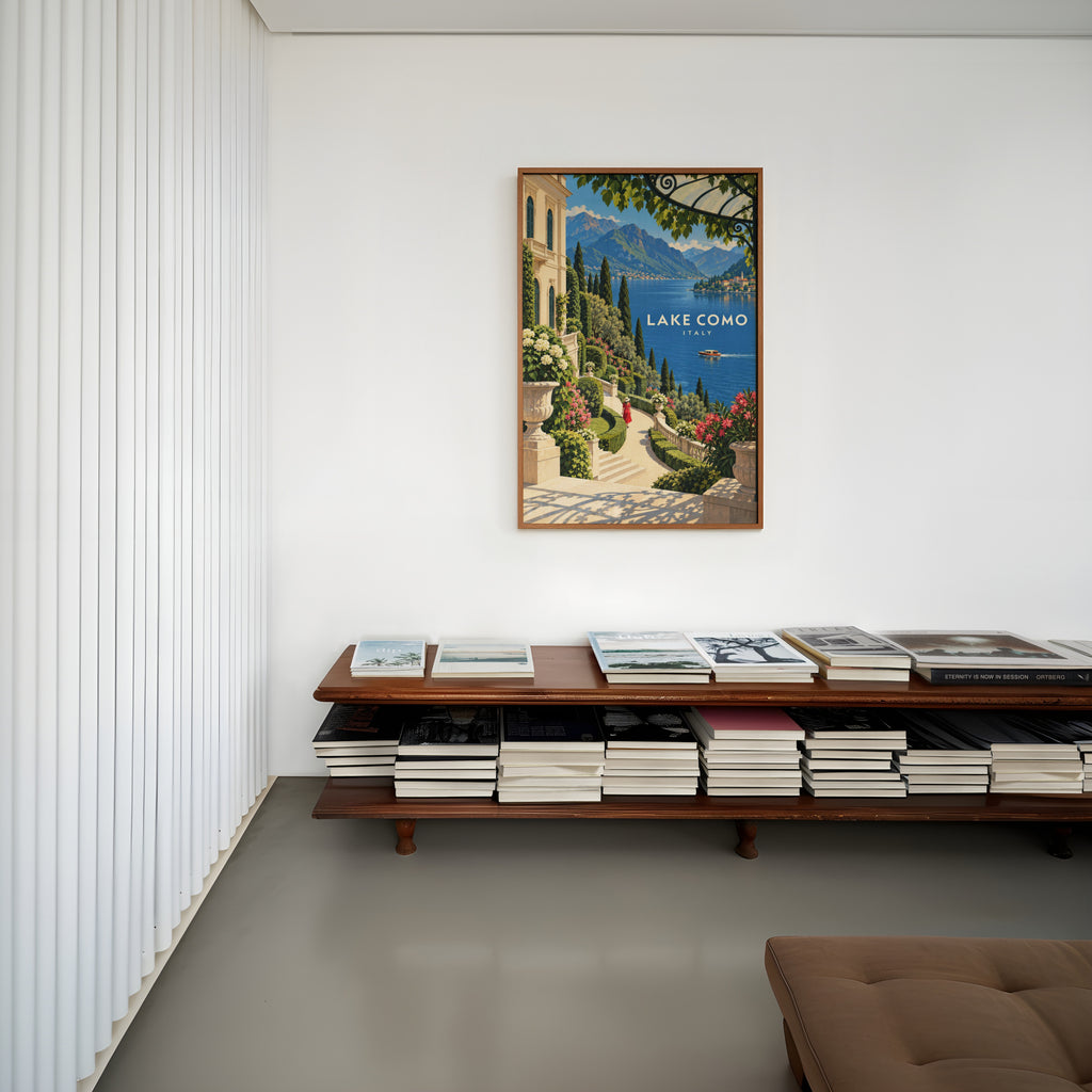 Vintage Lake Como Italy Poster, Villa Garden Wall Art, Print