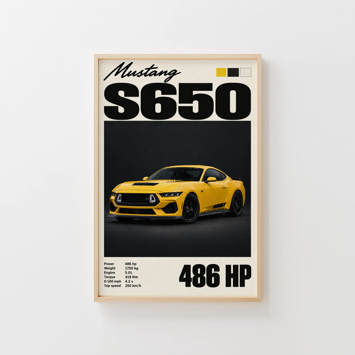 Vintage Mustang S650 Print, Car Wall Art