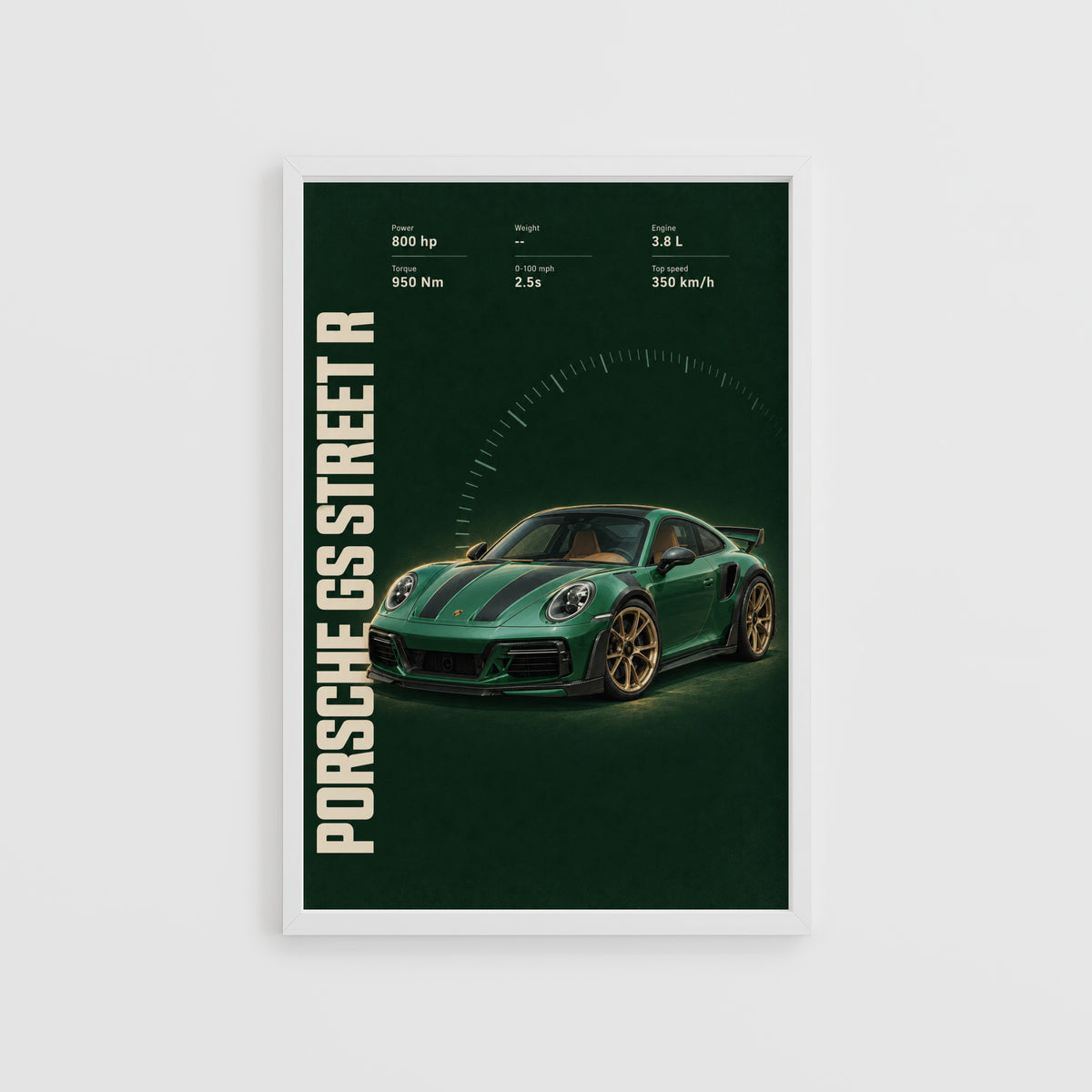 Vintage Porsche GS Street R Print, Green Car
