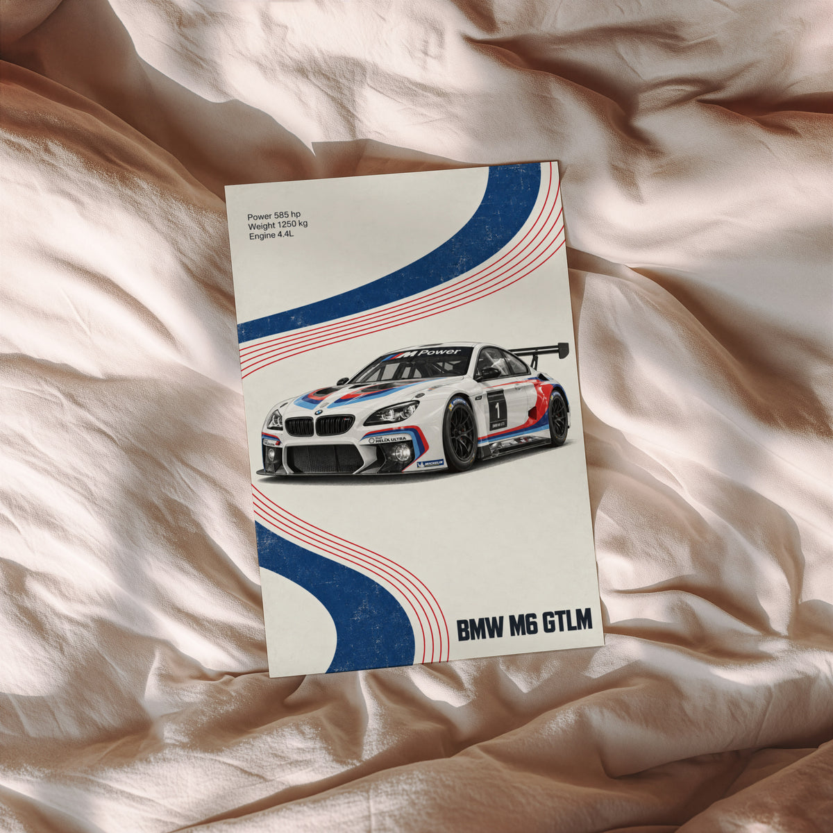 Vintage BMW M6 GTLM Race Car Print, Motorsport