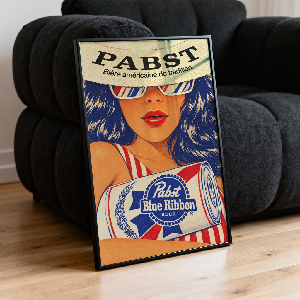 Vintage Pabst Blue Ribbon Beer Print, Retro Poster