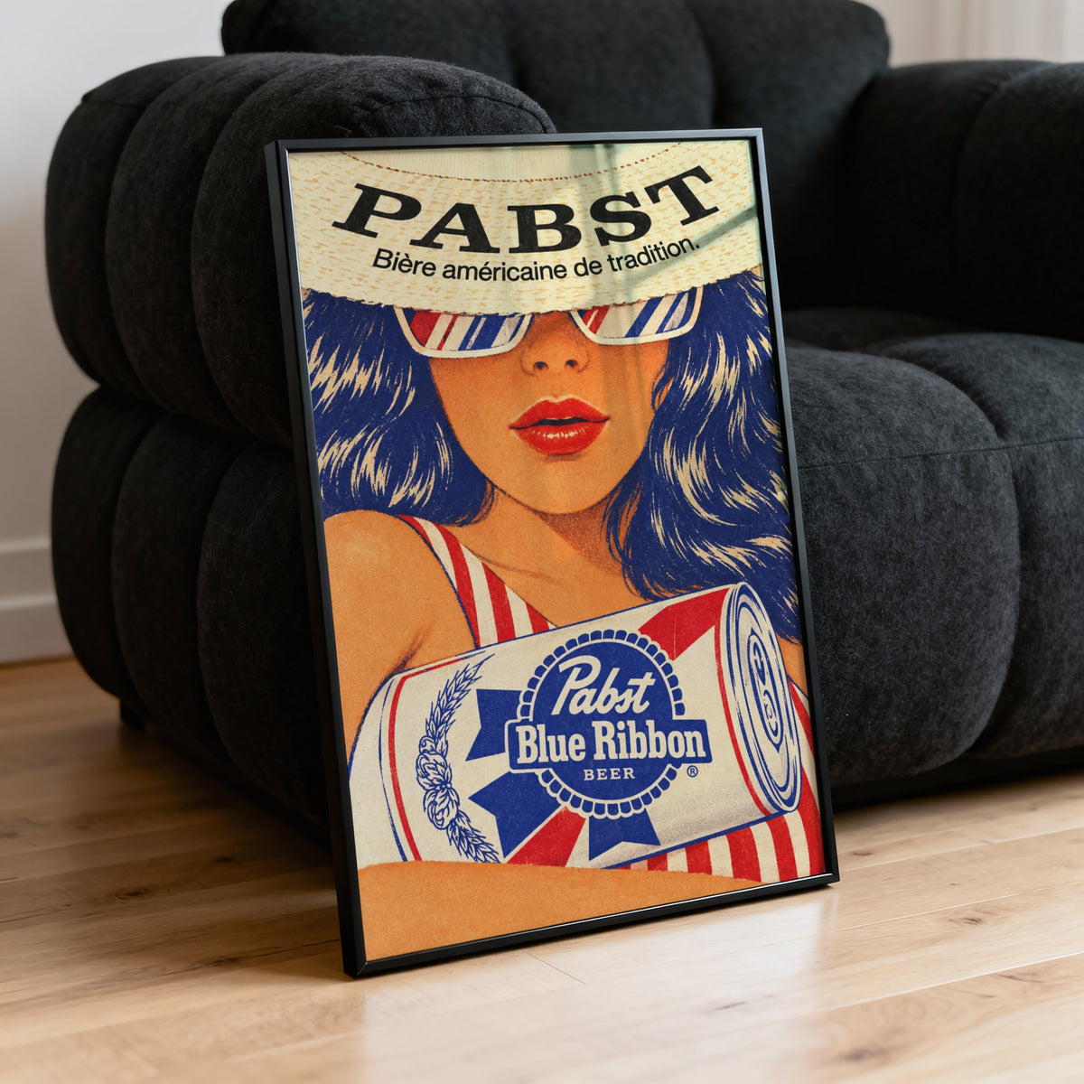 Vintage Pabst Blue Ribbon Beer Print, Retro Poster