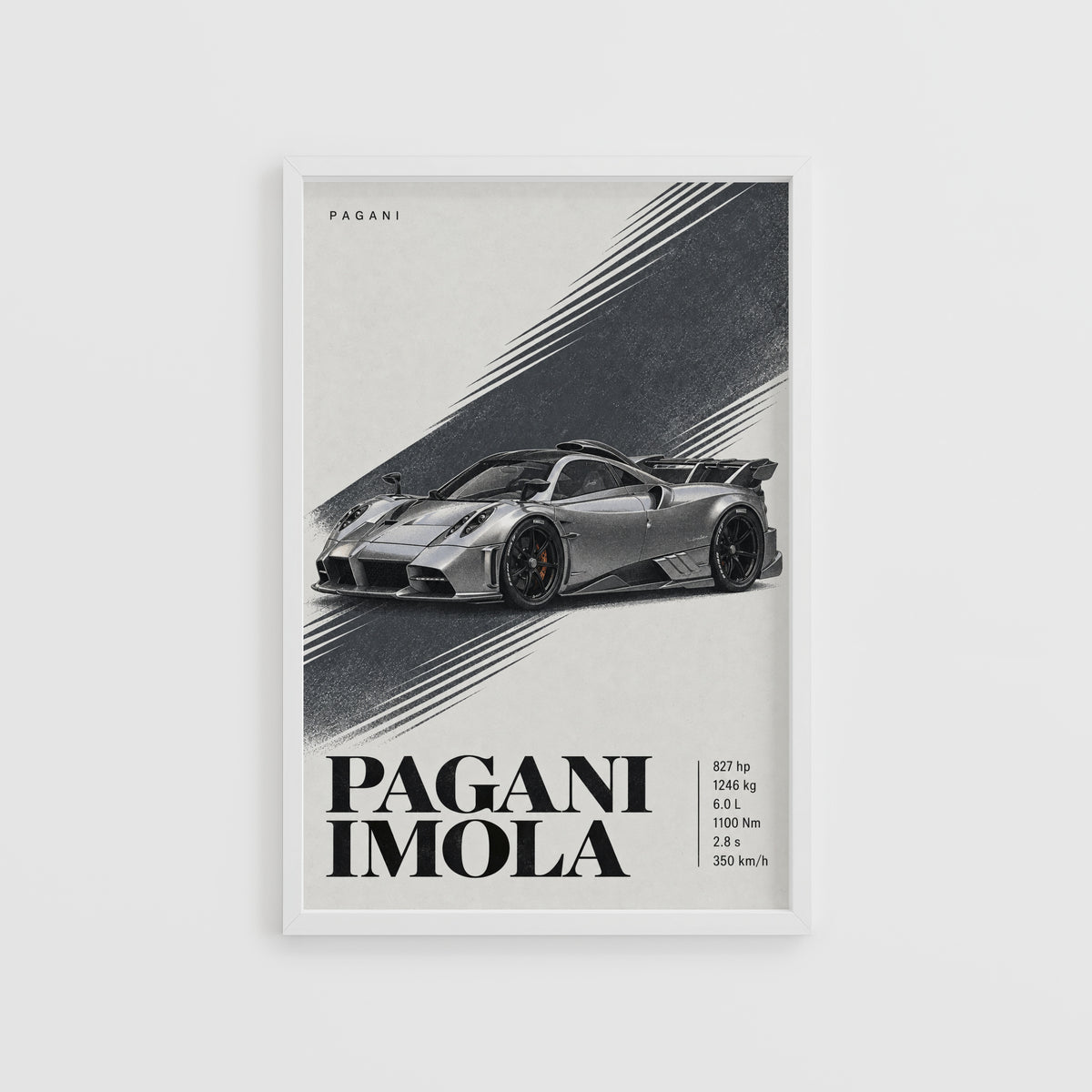 Vintage Pagani Imola Print, Supercar Wall Art