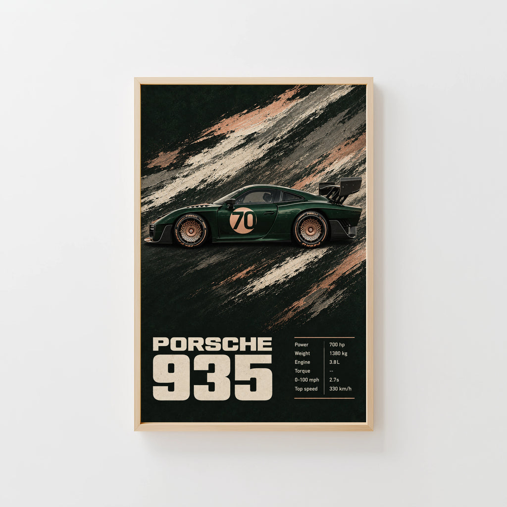 Vintage Porsche 935 Print, Race Car Wall Art