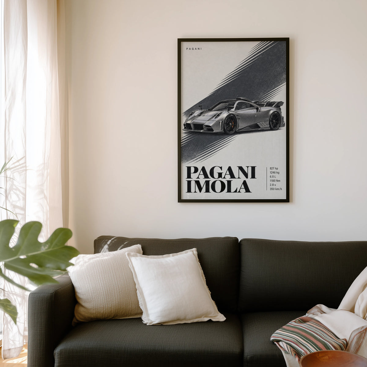 Vintage Pagani Imola Print, Supercar Wall Art