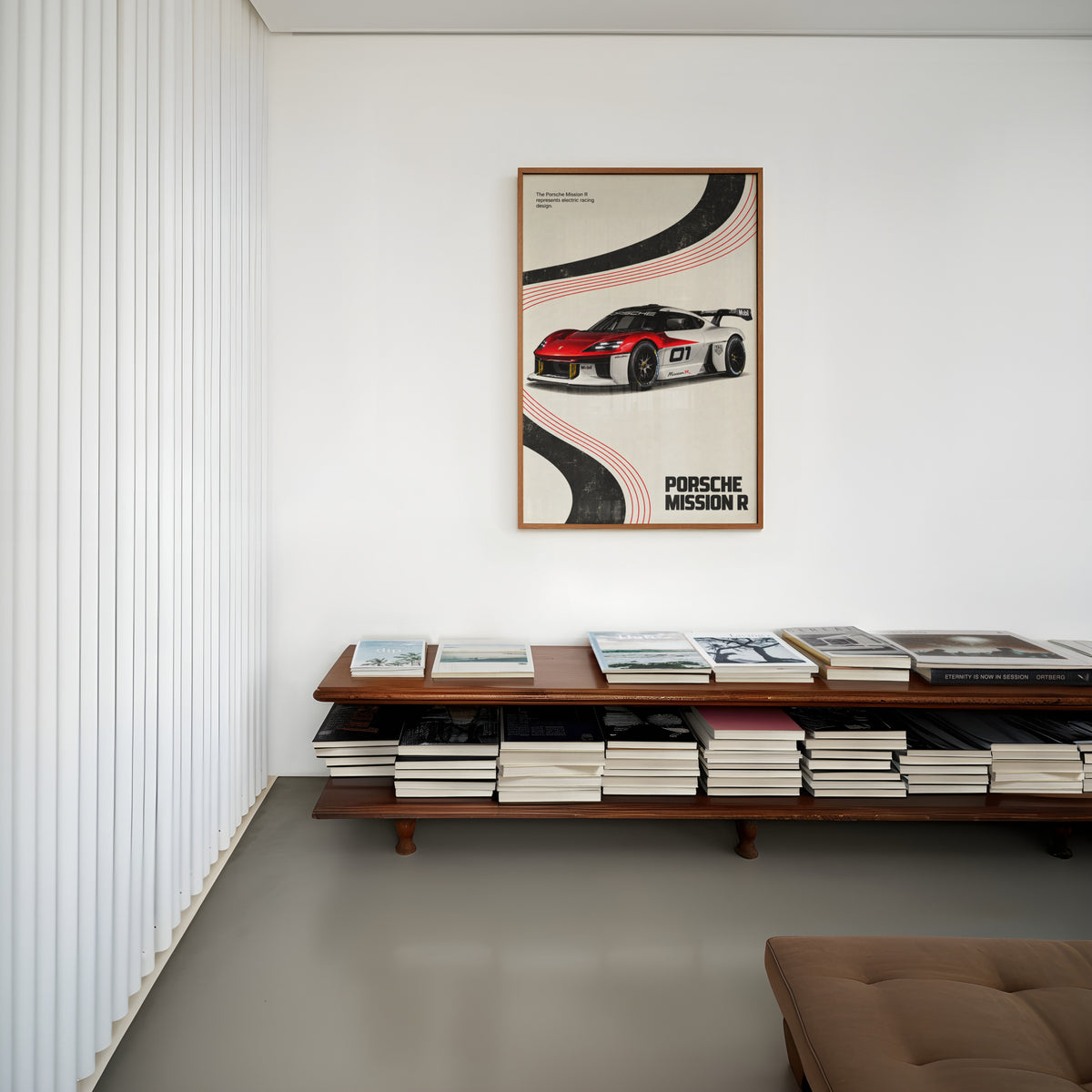 Vintage Porsche Mission R Print, Racing Car Art