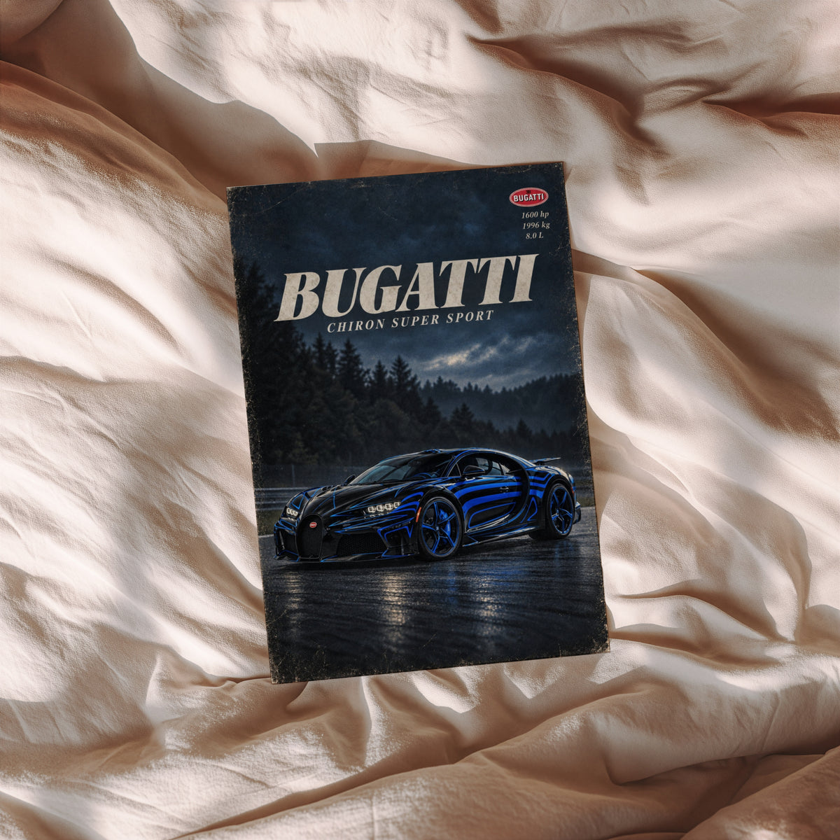 Vintage Bugatti Chiron Print, Car Poster, Wall Art