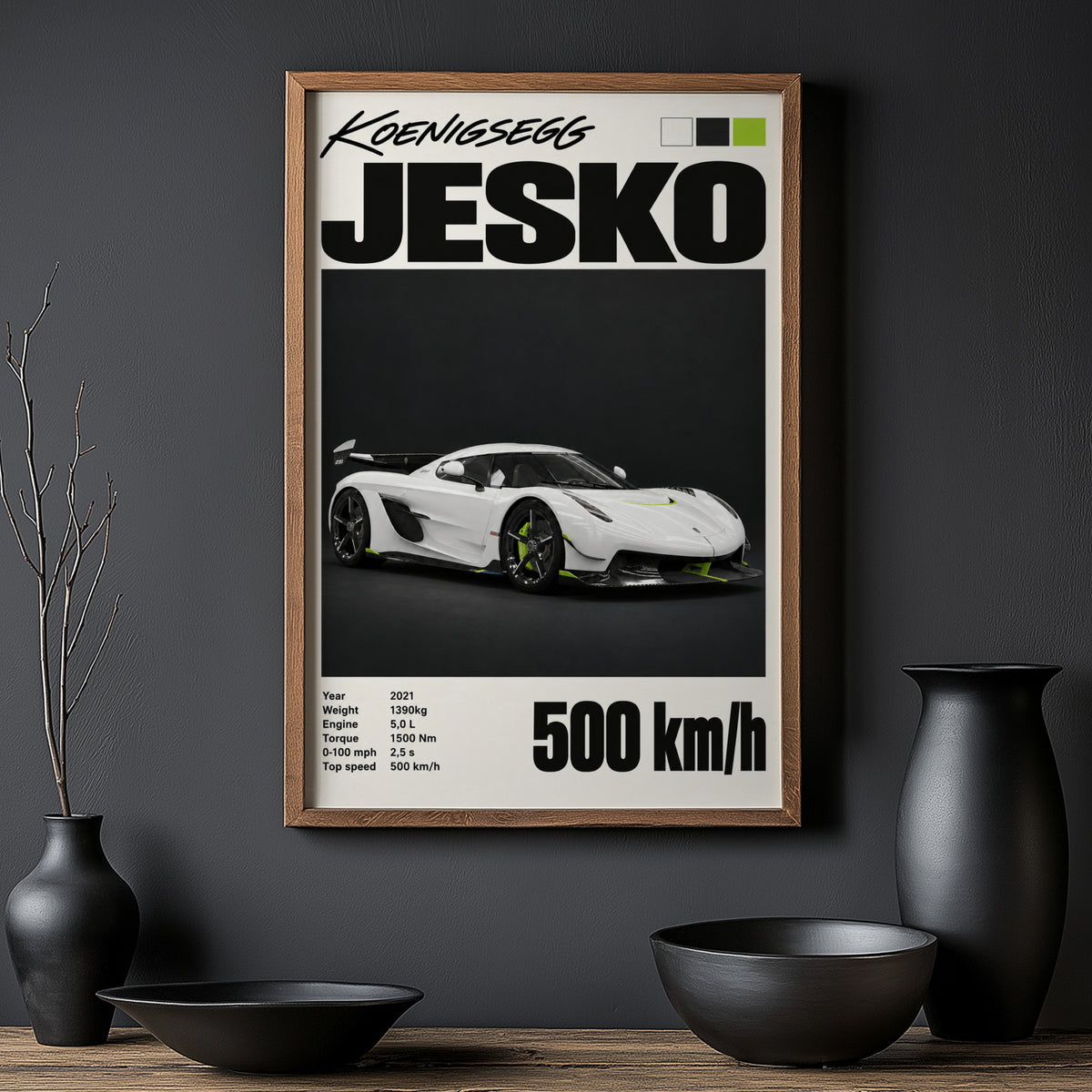 Vintage Koenigsegg Jesko Print, Hypercar Wall Art