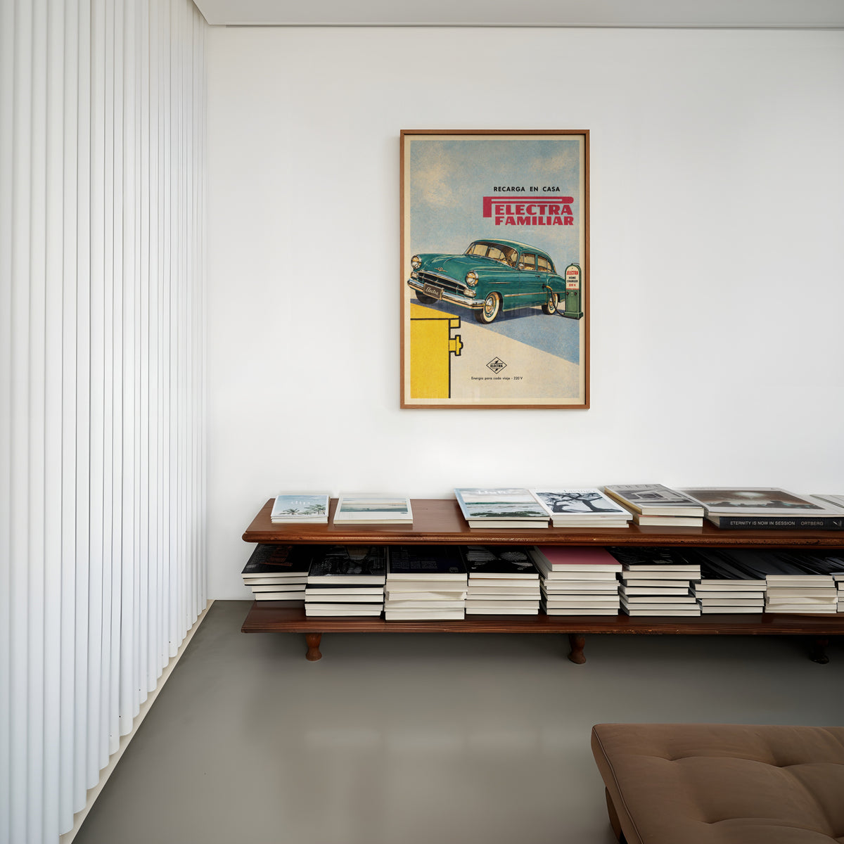 Vintage Teal Car Poster, Retro Advert Wall Art, Print