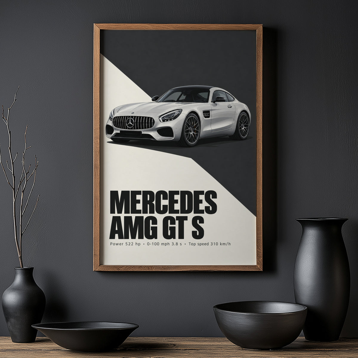 Vintage Mercedes AMG GT S Print, Car Wall Art