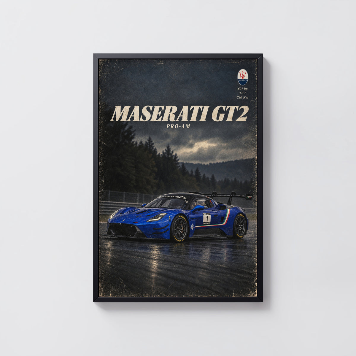 Vintage Maserati GT2 Print, Race Car Wall Art