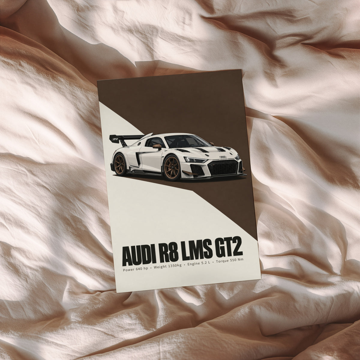 Vintage Audi R8 LMS GT2 Print, Race Car Wall Art