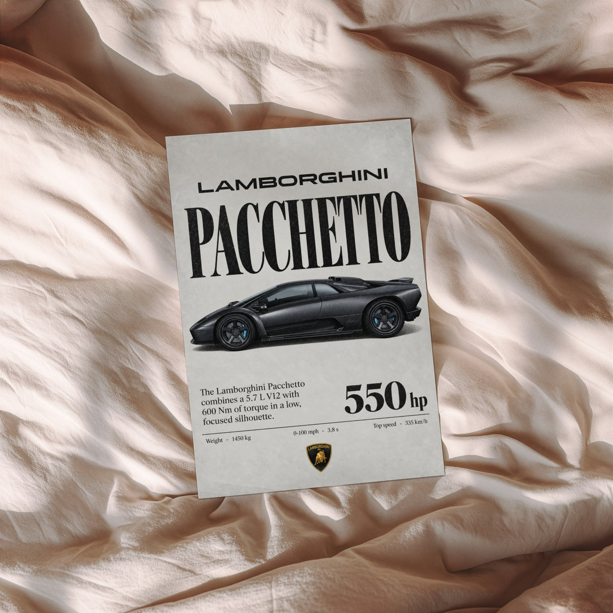 Vintage Lamborghini Print, Supercar Wall Art