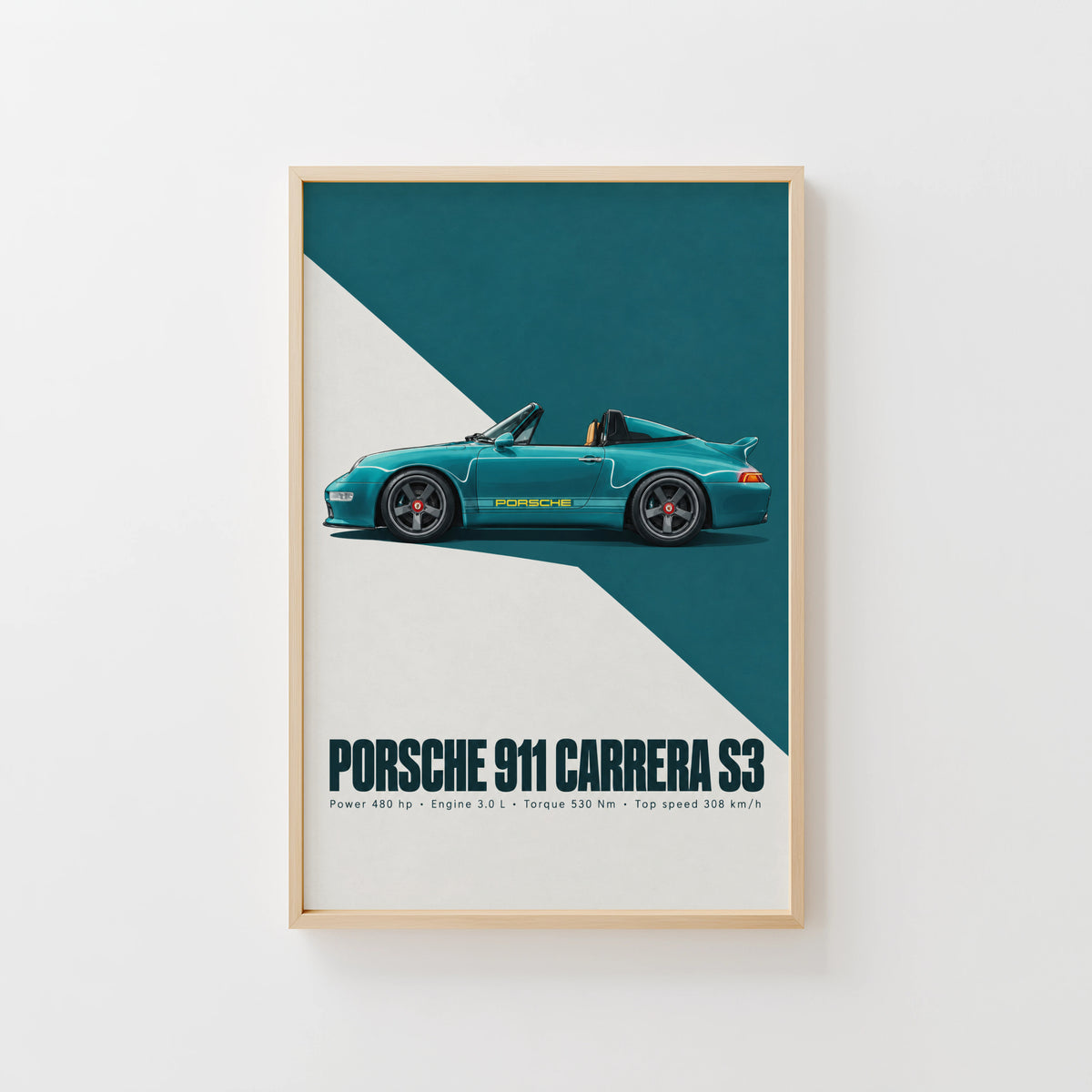 Vintage Porsche 911 Carrera S3 Print, Car Wall Art