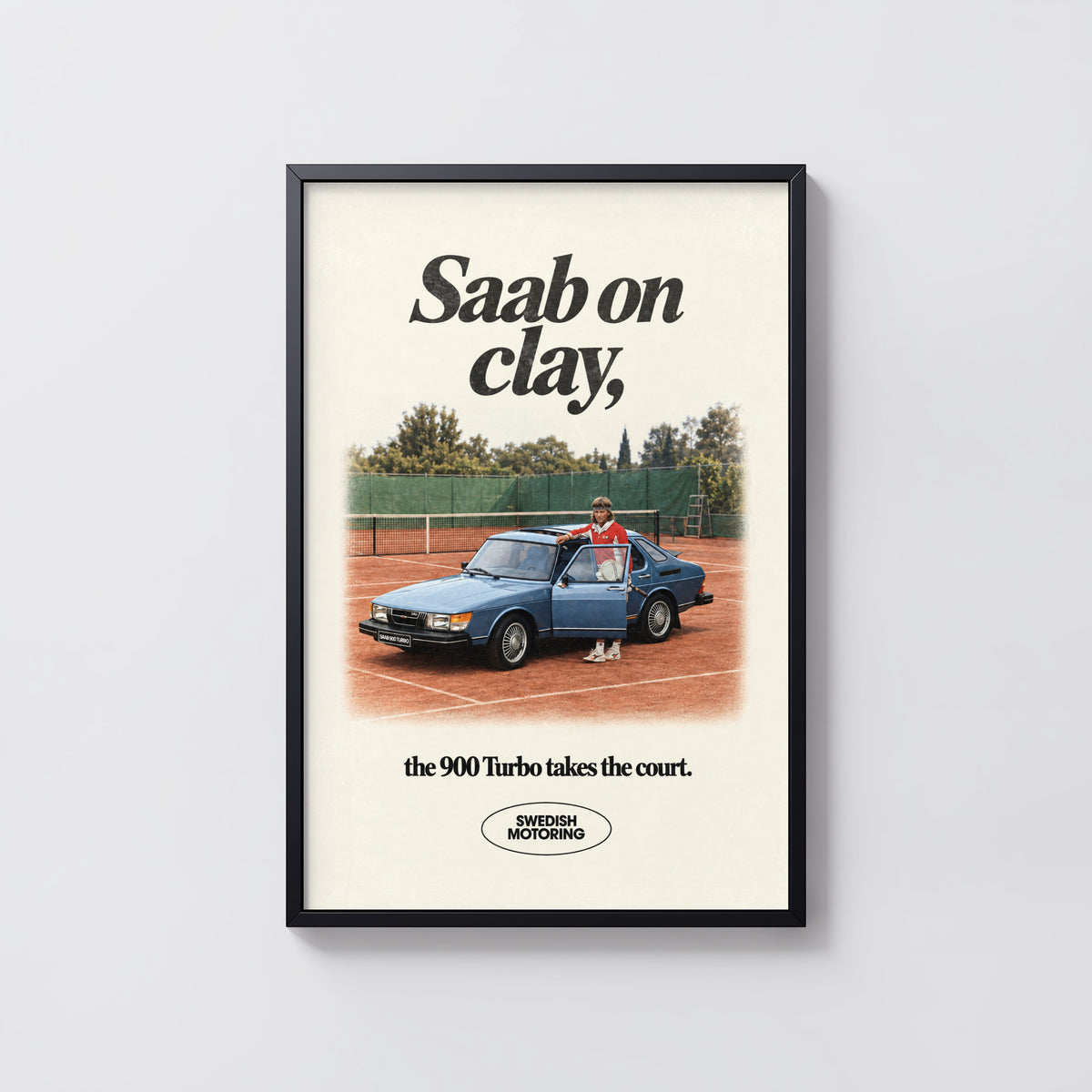 Vintage Saab 900 Turbo Poster, Tennis Wall Art, Car Print