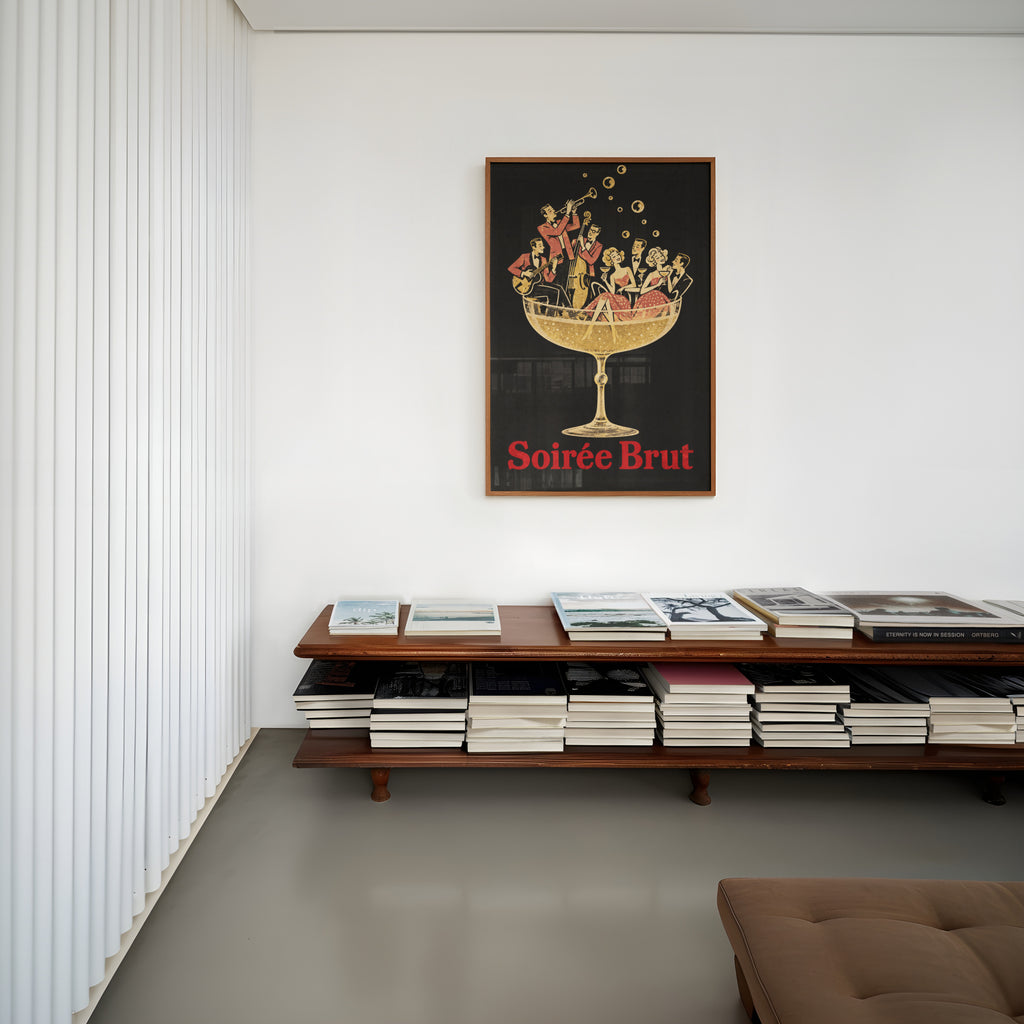 Vintage Champagne Print Poster, Jazz Band Bar Wall Art