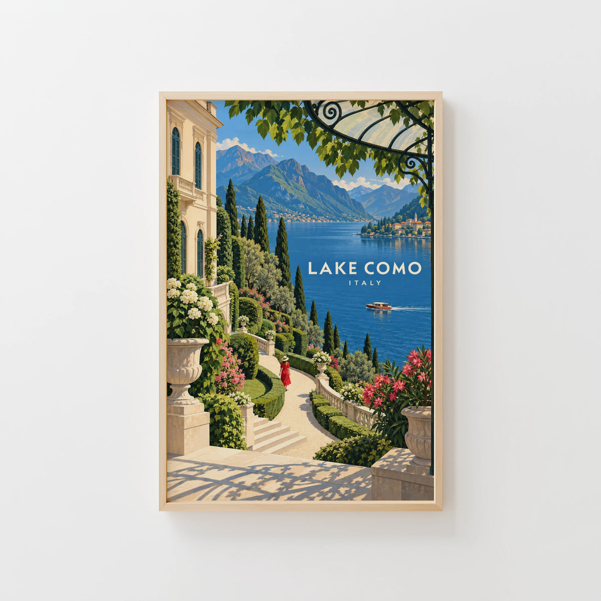 Vintage Lake Como Italy Poster, Villa Garden Wall Art, Print
