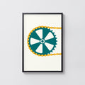Vintage Bike Chainring Poster, Cycling Wall Art, Print