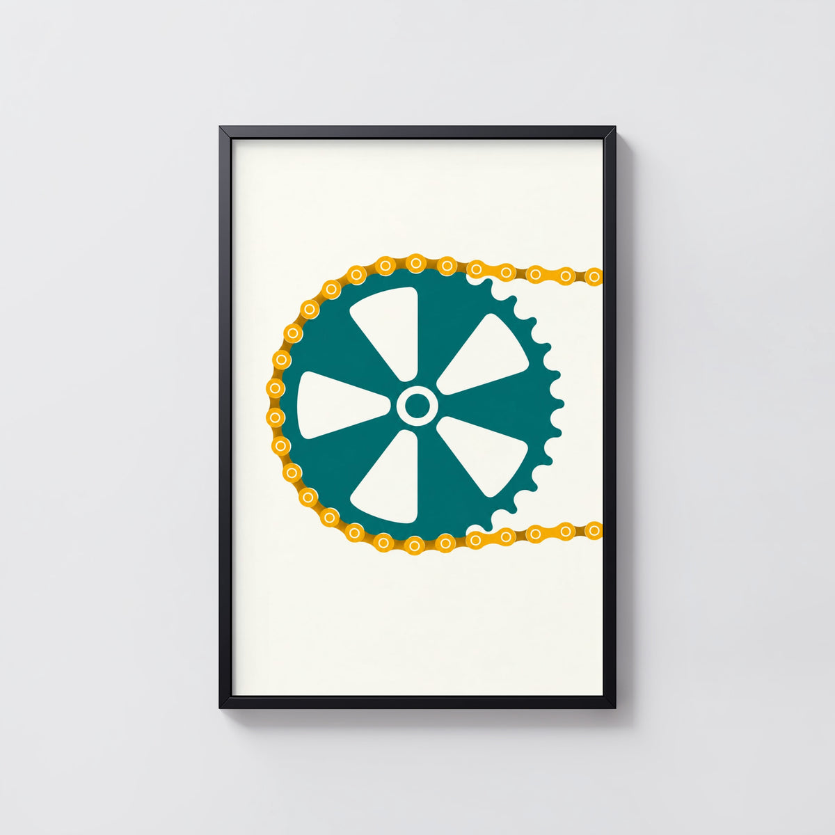 Vintage Bike Chainring Poster, Cycling Wall Art, Print