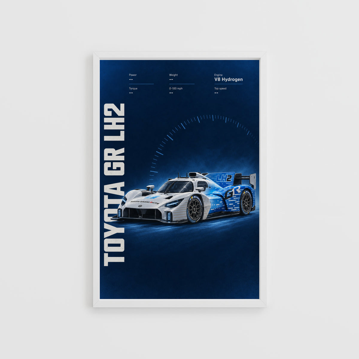 Vintage Toyota GR LH2 Print, Hydrogen Race Car Art